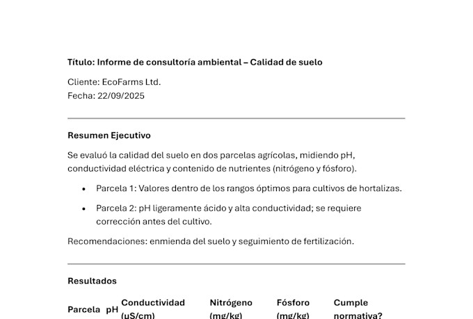 redactaré informes científicos y técnicos sobre laboratorio en general